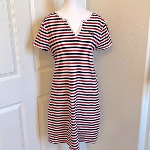 Tommy Hilfiger Women's Essential Stripe Split V-Neck Tee T-Shirt Dress SizeM